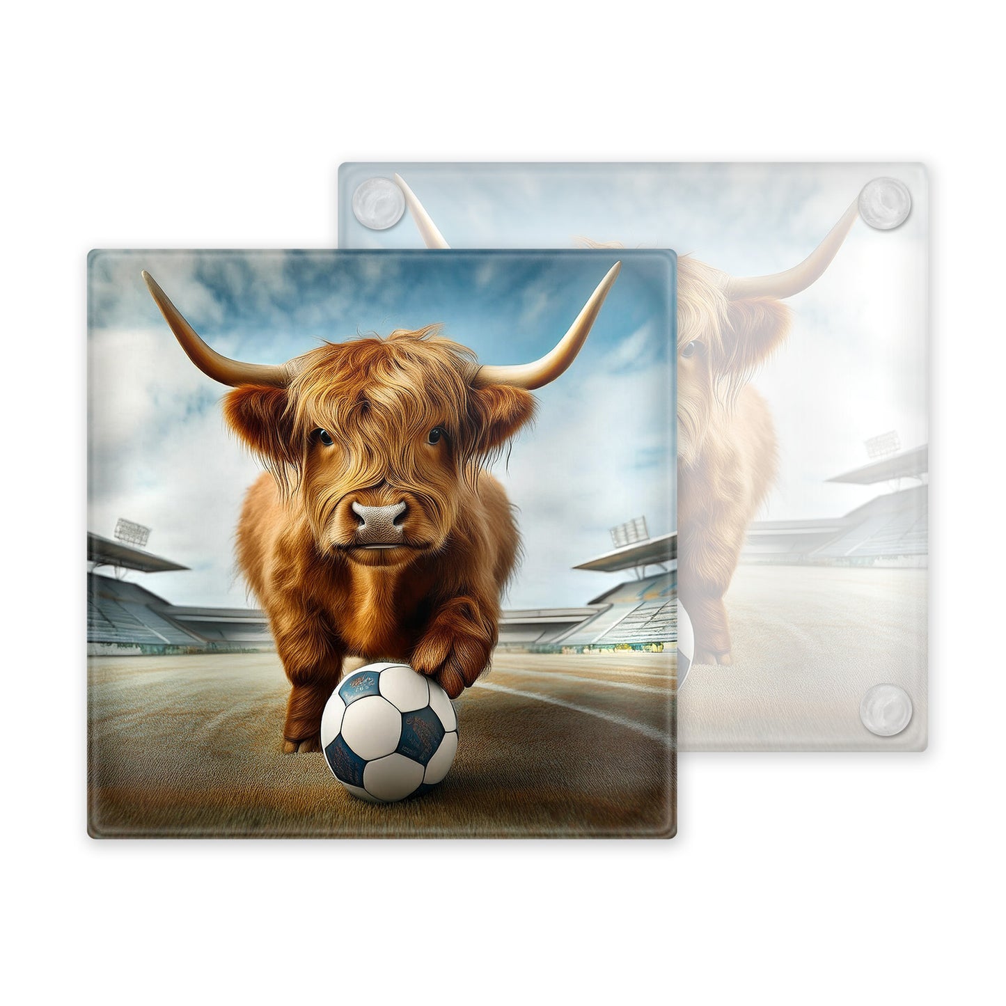 Highland Cow Glass Coaster Set – Fun and Quirky Designs - Set 1