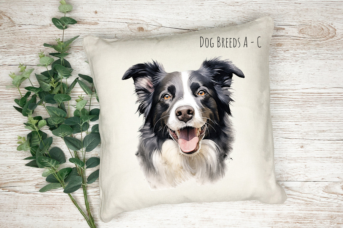 Hand Printed Watercolour Dog Cushions - Breeds A-C