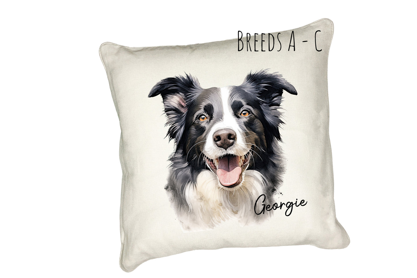 Hand Printed Watercolour Dog Cushions - Breeds A-C