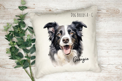 Hand Printed Watercolour Dog Cushions - Breeds A-C