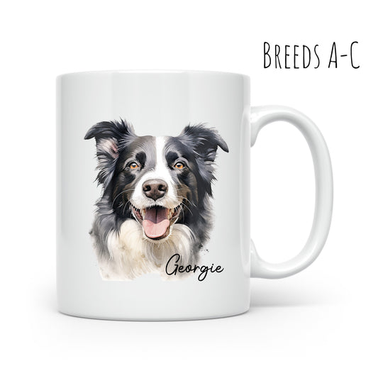 Hand Printed Watercolour Dog Mugs - Breeds A-C