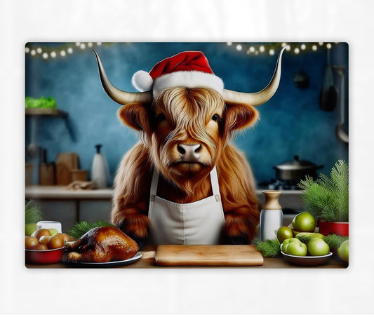 Christmas Highland Cow Chopping Board