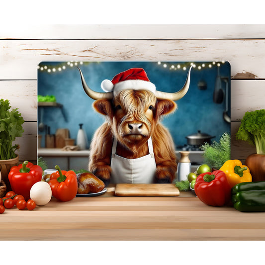 Christmas Highland Cow Chopping Board