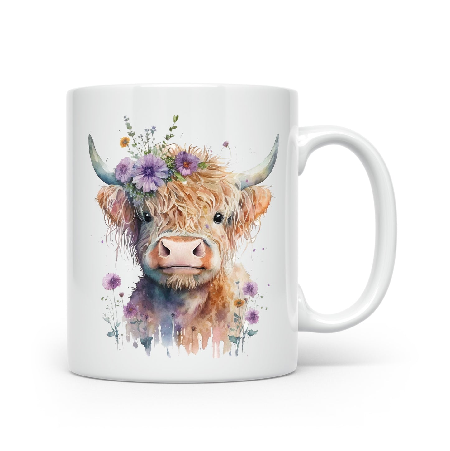 Highland Cow Mug Collection – Watercolour Designs with Floral Crowns