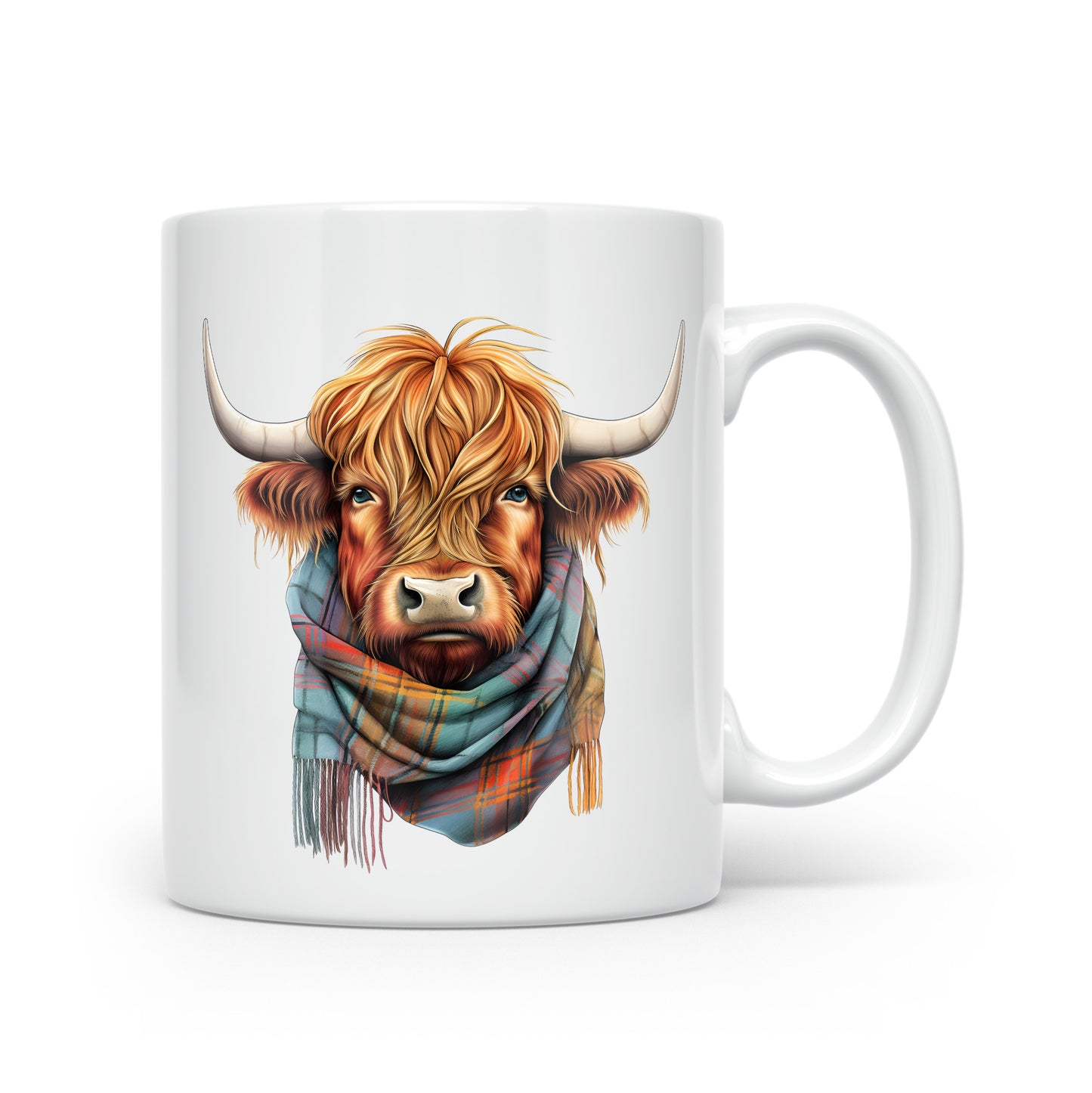 Highland Cow Mug Collection – Watercolour Cows in Tartan Scarves