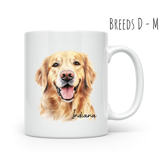 Hand Printed Watercolour Dog Mugs - Breeds D-M