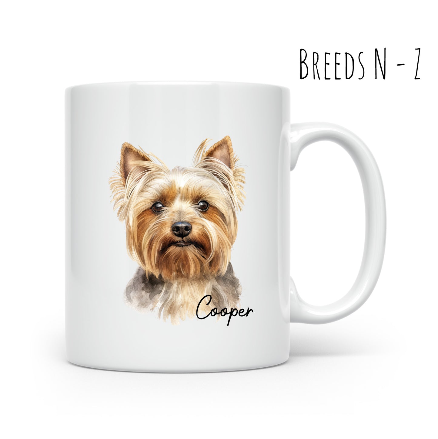 Hand Printed Watercolour Dog Mugs - Breeds N-Z