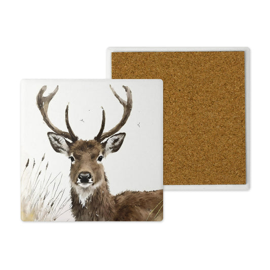 Countryside Critters - Stag - Ceramic Coaster with Cork Backing