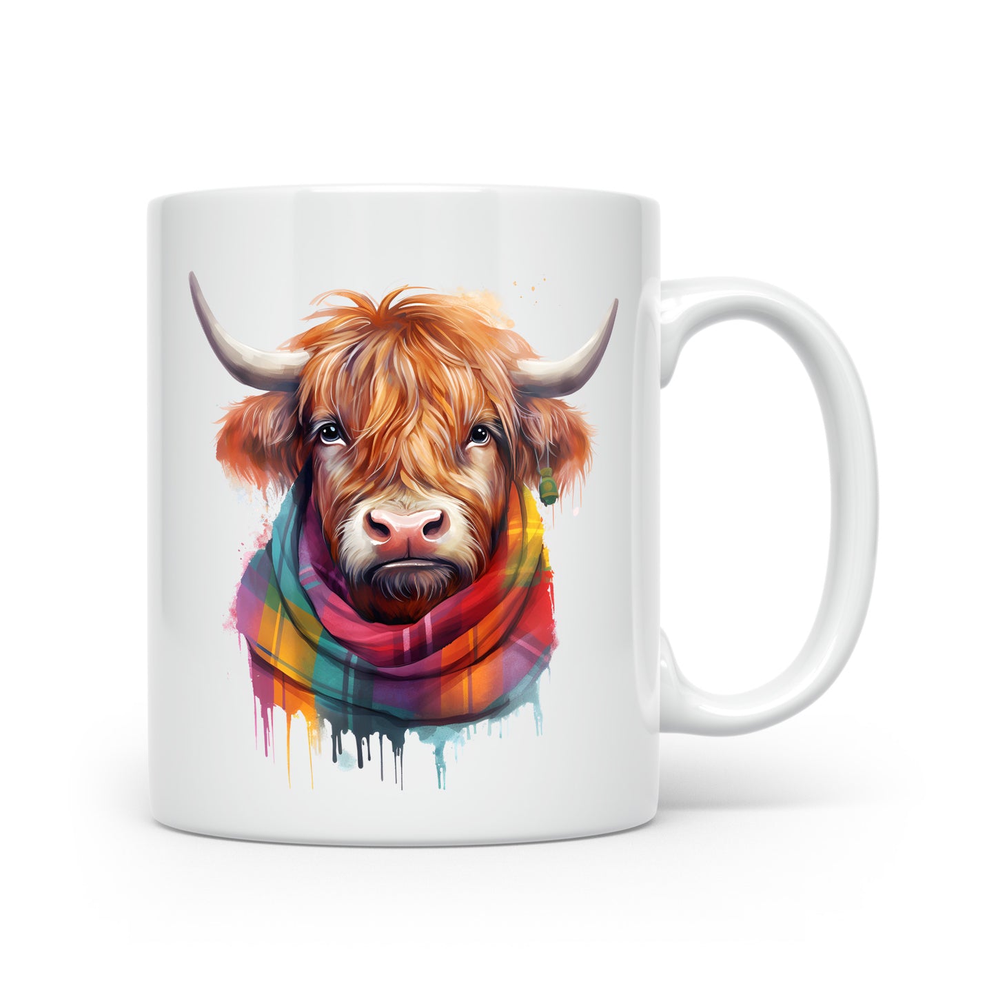 Highland Cow Mug Collection – Watercolour Cows in Tartan Scarves