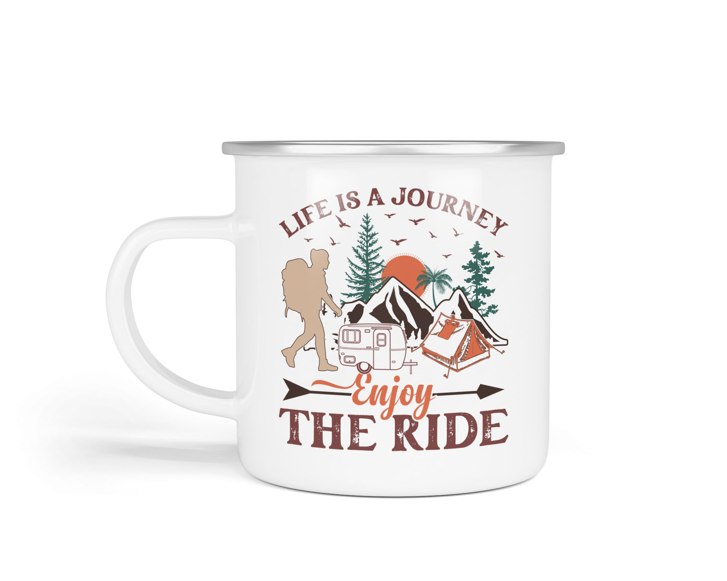 Colourful Retro Enamel Camping Mugs – Vibrant Designs for Outdoor Adventures